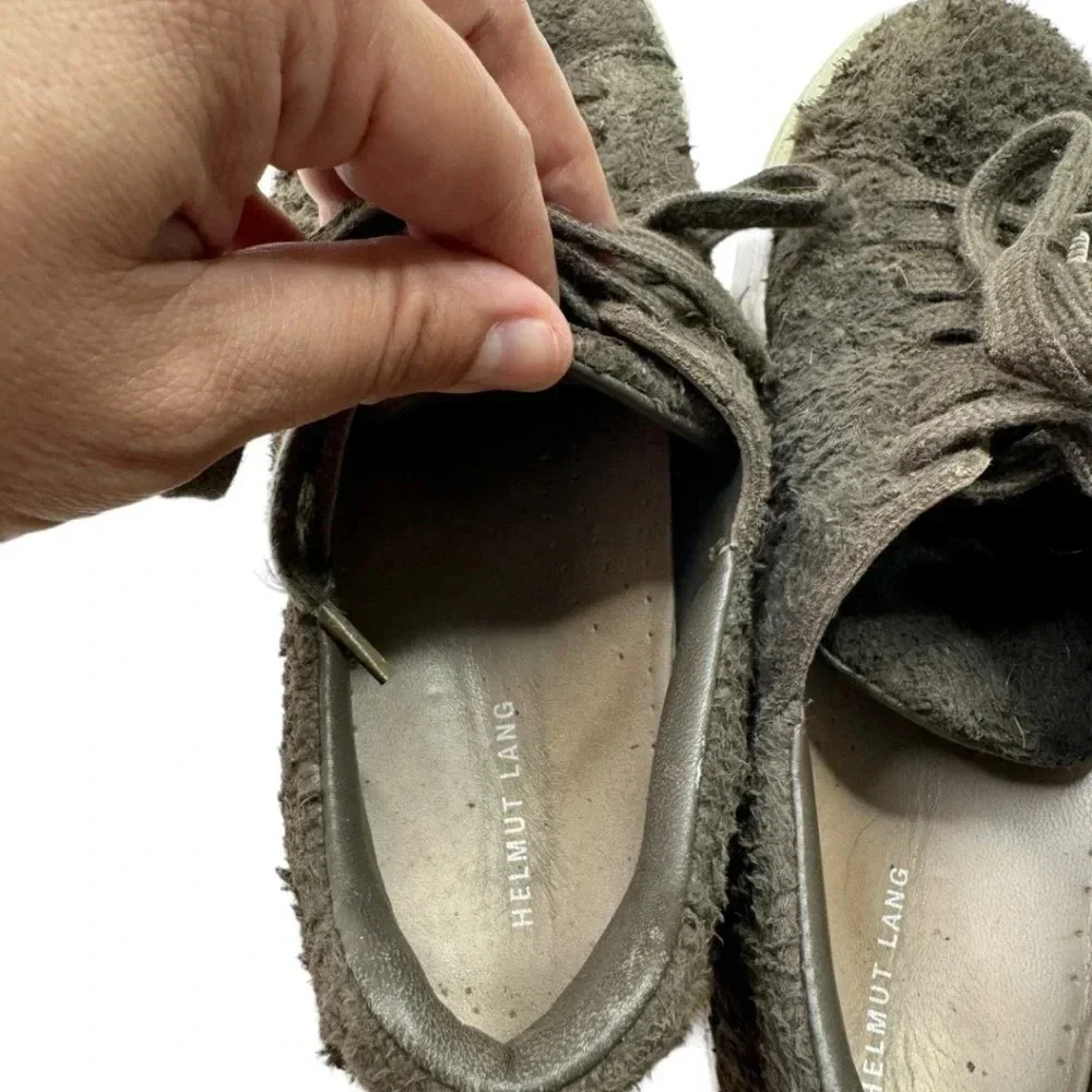 Helmut Lang Distressed Suede Platform Sneakers